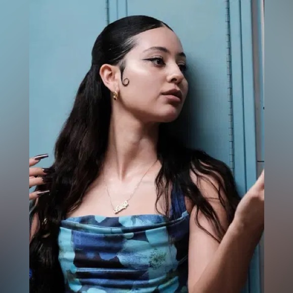 Miaou Burnout Blue Mini Cowl Neck Ginger Dress - Picture 4 of 4